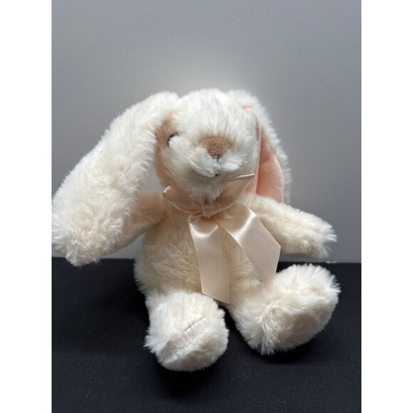 Plush White Bunny Stuffed Animal With Pink Ears & Bow Soft Toy 12" MTY Internati - Picture 1 of 8